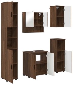 vidaXL Σετ Επίπλων Μπάνιου Επιτοίχιο 5 pcs Καφέ δρυς 61 x 35 x 64 εκ.