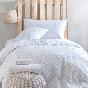 Σεντόνια Μονά (Σετ) Rythmos Cloudy Blue Λευκό,Γαλάζιο ΜΕ ΛΑΣΤΙΧΟ 105x205+25