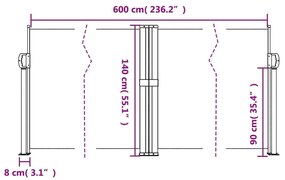 Σκίαστρο Πλαϊνό Συρόμενο Μπλε 140 x 600 εκ. - Μπλε