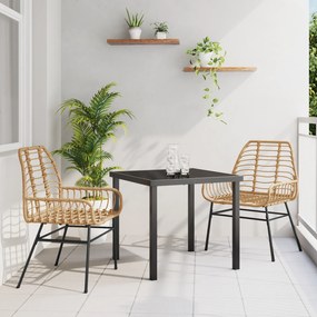 vidaXL Σετ 3 τεμαχίων για δείπνο στον κήπο Καφέ Πολυ Ράταν