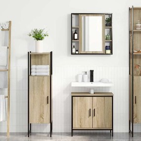 vidaXL Σετ Επίπλων Μπάνιου με ράφι 3 pcs Καφέ Επεξεργασμένο ξύλο