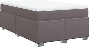vidaXL Κρεβάτι Boxspring με Στρώμα Γκρι 120x200εκ. από Συνθετικό Δέρμα