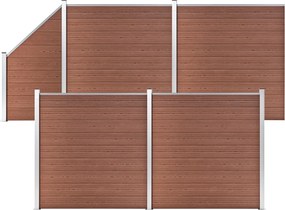 vidaXL Πάνελ Περίφραξης 4 Τετράγωνα + 1 Κεκλιμένο Καφέ 792x186 εκ. WPC