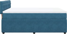 vidaXL Κρεβάτι Boxspring με Στρώμα Μπλε 140x190 εκ. Βελούδινο