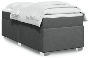 vidaXL Κρεβάτι Boxspring με Στρώμα Σκούρο Γκρι 90x190 εκ. Υφασμάτινο