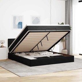 vidaXL Οθωμανικό κρεβάτι με στρώμα Μαύρο 160x200cm Velvet
