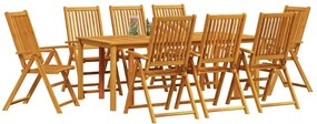 vidaXL Σέτ φαγητού για κήπο 9 pcs Καφέ Μασίφ ξύλο ακακίας