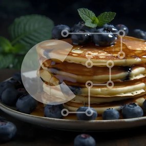 Intra Συλλεκτικό Ξύλινο Παζλ Plywood  4mm - Νόστιμο πρωινό Pancake με φρέσκα βατόμουρα και σιρόπι Σε Ξύλινο Κουτί - Διαστάσεις: 10x10 cm – 25 κομμάτια