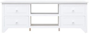 vidaXL Έπιπλο Τηλεόρασης Λευκό 108x30x40 εκ. από Μασίφ Ξύλο Παυλώνιας