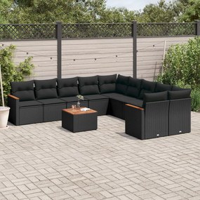 vidaXL Patio Sofa Set 10-θέσια Black
