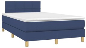 vidaXL Κρεβάτι Boxspring με Στρώμα &amp; LED Μπλε 120x200 εκ. Υφασμάτινο