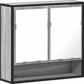 vidaXL Ντουλάπι καθρέφτη μπάνιου Γκρι Sonoma 65x20x60 cm