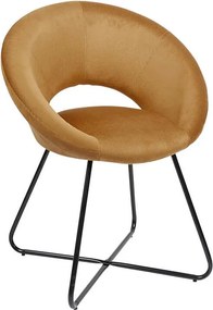 ΚΑΡΈΚΛΕΣ &amp; ΠΟΛΥΘΡΌΝΕΣ ROUND VELVET ARMCHAIR GIULIA YELLOW HD0064