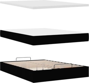 vidaXL Οθωμανικό κρεβάτι με στρώμα Μαύρο 140x200cm Ύφασμα