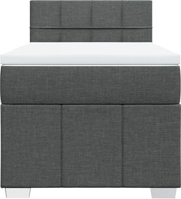 vidaXL Κρεβάτι Boxspring με Στρώμα Σκούρο Γκρι 90x190 εκ. Υφασμάτινο