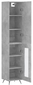 vidaXL Ντουλάπι Γκρι Σκυροδέματος 34,5x34x180 εκ. Επεξεργασμένο Ξύλο