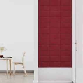 Πάνελ Τοίχου 12 τεμ. μπορντό 30 x 15 εκ. 0,54 μ² Βελούδινα - Κόκκινο
