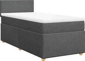 vidaXL Κρεβάτι Boxspring με Στρώμα Σκούρο Γκρι Single Υφασμάτινα