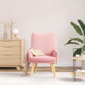 vidaXL Πολυθρόνα Ροζ 63 x 67 x 94 εκ. Ύφασμα Πρόβατου και Κόντρα Πλακέ