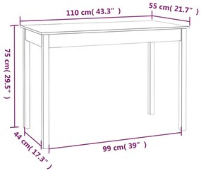 Τραπεζαρία 110x55x75 εκ. από Μασίφ Ξύλο Πεύκου - Καφέ