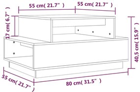 Τραπεζάκι Σαλονιού Γκρι 80x55x40,5 εκ. από Μασίφ Ξύλο Πεύκου - Γκρι