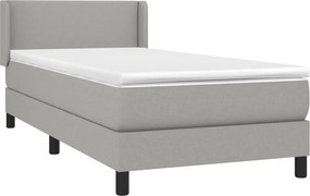 vidaXL Κρεβάτι Boxspring με Στρώμα Ανοιχτό Γκρι 90x190 εκ. Υφασμάτινο