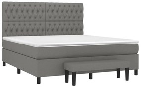 vidaXL Κρεβάτι Boxspring με Στρώμα Σκούρο Γκρι 180x200 εκ Υφασμάτιν