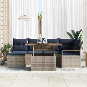 vidaXL Σετ Καναπέ Κήπου 7 pcs Γκρι και Ναυτικό