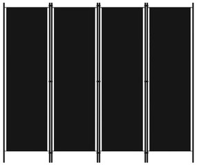 Διαχωριστικό Δωματίου με 4 Πάνελ Μαύρο 200 x 180 εκ.