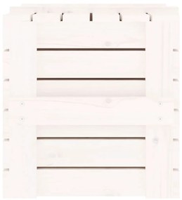Κουτί Αποθήκευσης Λευκό 58x40,5x42 εκ. από Μασίφ Ξύλο Πεύκου - Λευκό