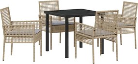 vidaXL Σέτ φαγητού για κήπο 5 pcs Μπεζ συνθετικό ρατάν