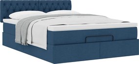 vidaXL Οθωμανικό κρεβάτι με στρώμα μπλε 140x190cm ύφασμα