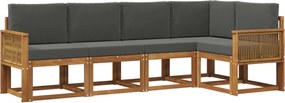 vidaXL Σειρά Καναπέ Εξωτερικού 5 pcs Φυσικό και Ανθρακί Πολυεστέρας