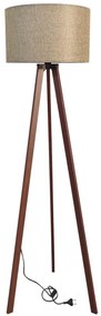 Φωτιστικό Δαπέδου 09-0127 FLW-02 Με Αμπαζούρ H143XΦ40cm Beige-Brown Heronia Ξύλο