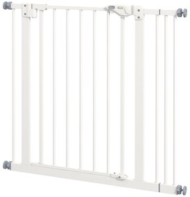 Dog Door Gate Barrier Pet Gate Metal Plastic 74-87cm Λευκό