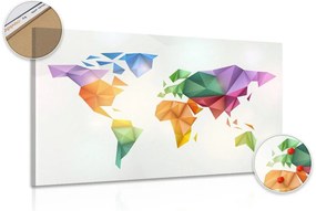 Εικόνα στον παγκόσμιο χάρτη χρώματος φελλού σε στυλ origami - 90x60