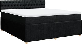 vidaXL Κρεβάτι Boxspring με Στρώμα Μαύρο 200x200 εκ. Υφασμάτινο