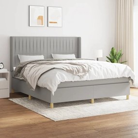 vidaXL Κρεβάτι Boxspring με Στρώμα Ανοιχτό Γκρι 180x200 εκ. Υφασμάτινο