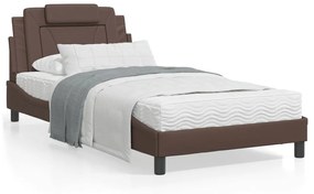 vidaXL Κρεβάτι με Στρώμα Καφέ 100x200 εκ. από Συνθετικό Δέρμα
