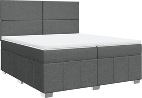 vidaXL Κρεβάτι Boxspring με Στρώμα Σκούρο Γκρι 200x200 εκ. Υφασμάτινο