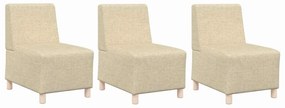 vidaXL Μοναδικός Καναπές χωρίς Χερούλια 3 pcs Κρεμ 55 x 74 x 82 εκ.