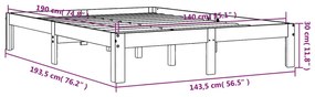 Σκελετός Κρεβατιού Χωρίς Στρώμα Καφέ 140x190 Μασίφ Ξύλο Πεύκου - Καφέ