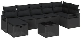 vidaXL Σετ Καναπέ Κήπου 8 pcs Μαύρο 287 x 122 x 85 εκ Πολυ ράταν