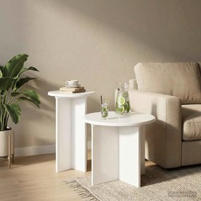 vidaXL Σετ βοηθητικά τραπεζάκια με αποθήκευση 2 pcs Γυαλιστερό Λευκό