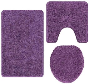 vidaXL Σετ Μάτ Μπάνιου Αντιολισθητικό 3 pcs Μοβ 50 x 50 cm PP