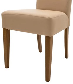 Καρέκλα Ditta pakoworld PU μόκα-πόδι μασίφ ξύλο καρυδί | Συσκευασία 2 τμχ