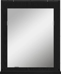vidaXL Καθρέφτης με ράφι Επιτοίχιο Μαύρη δρυς 50 x 12 x 60 εκ