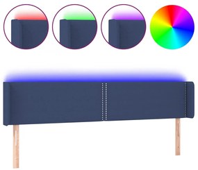vidaXL Κεφαλάρι Κρεβατιού LED Μπλε 203x16x78/88 εκ. Υφασμάτινο
