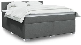 Κρεβάτι Boxspring με Στρώμα Σκούρο Γκρι 180x200 εκ Υφασμάτιν