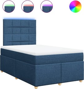 vidaXL Κρεβάτι Boxspring με Στρώμα Μπλε 120x190 εκ. Υφασμάτινο